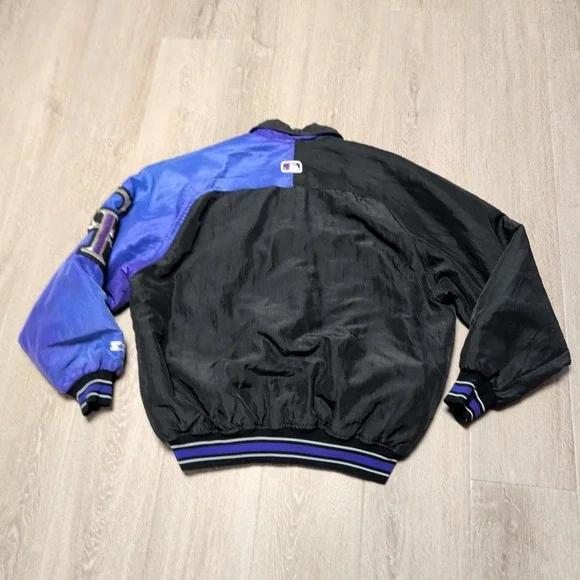 Vintage Starter Colorado Rockies Bomber Varsity Jacket Mens L Purple Black MLB